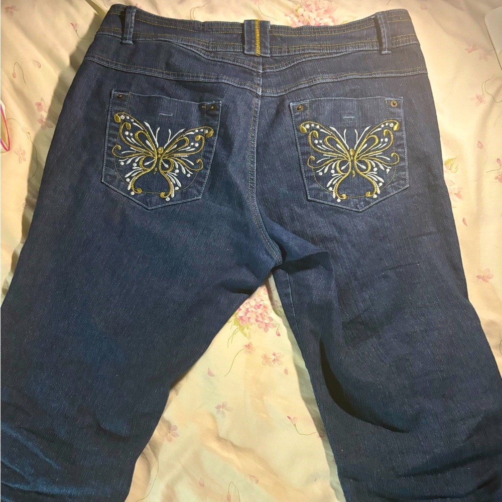 Golden Butterfly Y2K Capri Jeans Plus Size